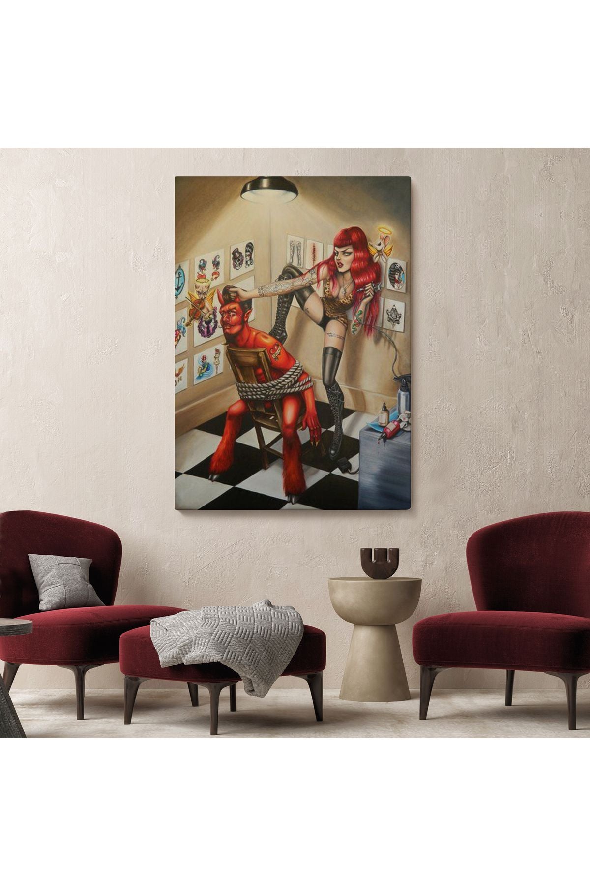 Şeytanı Yakalayan Dövmeci Kız Duvar Tablosu-6285