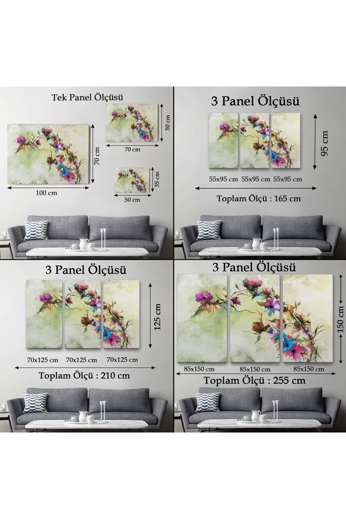 Soyut Bahar Çiçekleri Duvar Tablosu-3649