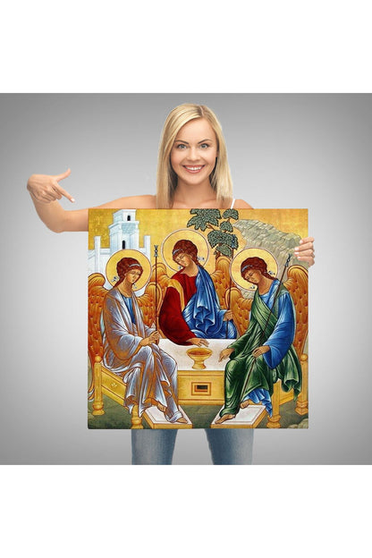 Andrei Rublev Tarafından Kutsal Üçleme Kanvas Tablo, Hristiyan Kilise Hediyesi-5327