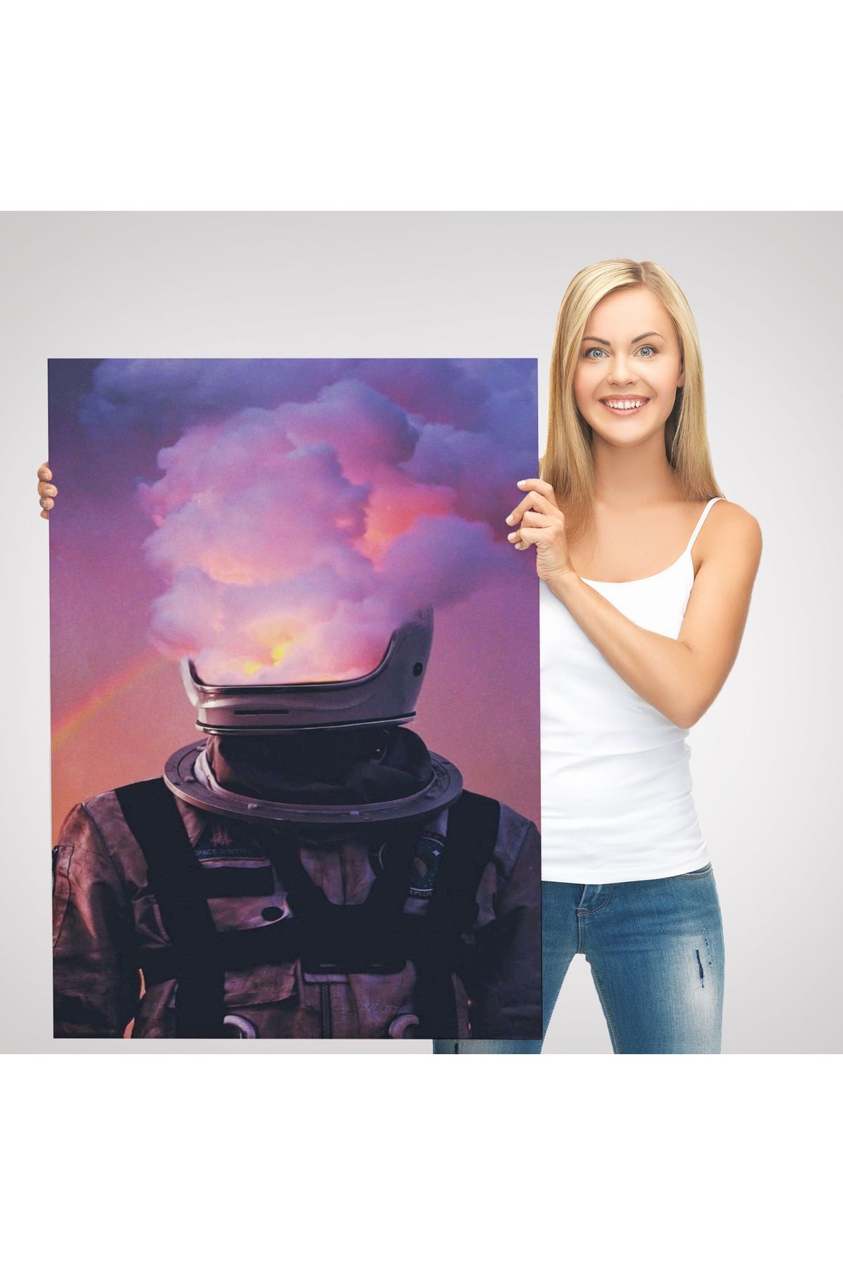 Beyni Yakılan Astronot Kanvas Tablo, Gerçeküstü Pop Art Kanvas Tablo-5214