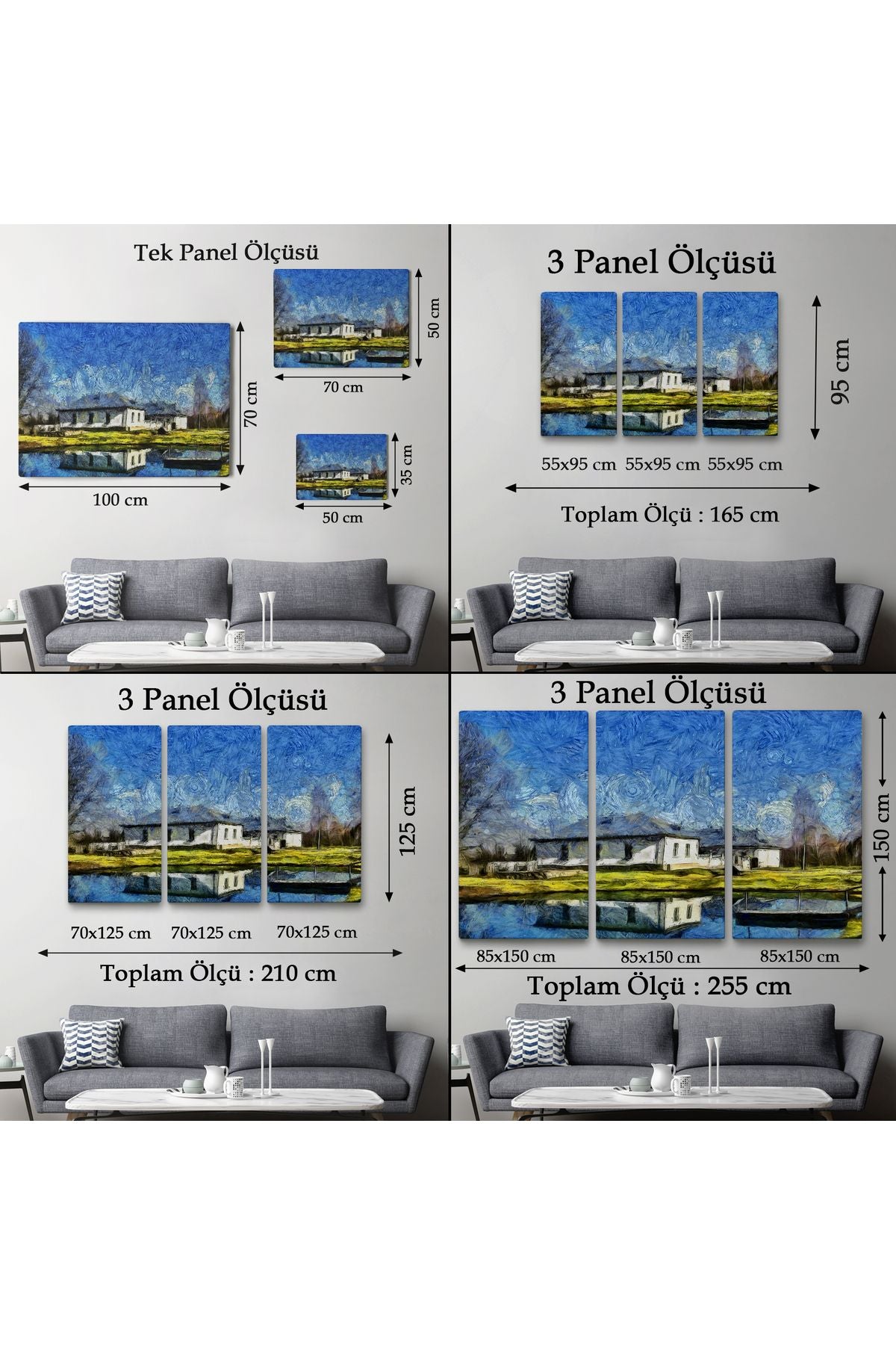 Göl Kenarındaki Köy Evi Dekoratif Duvar Tablosu-3528