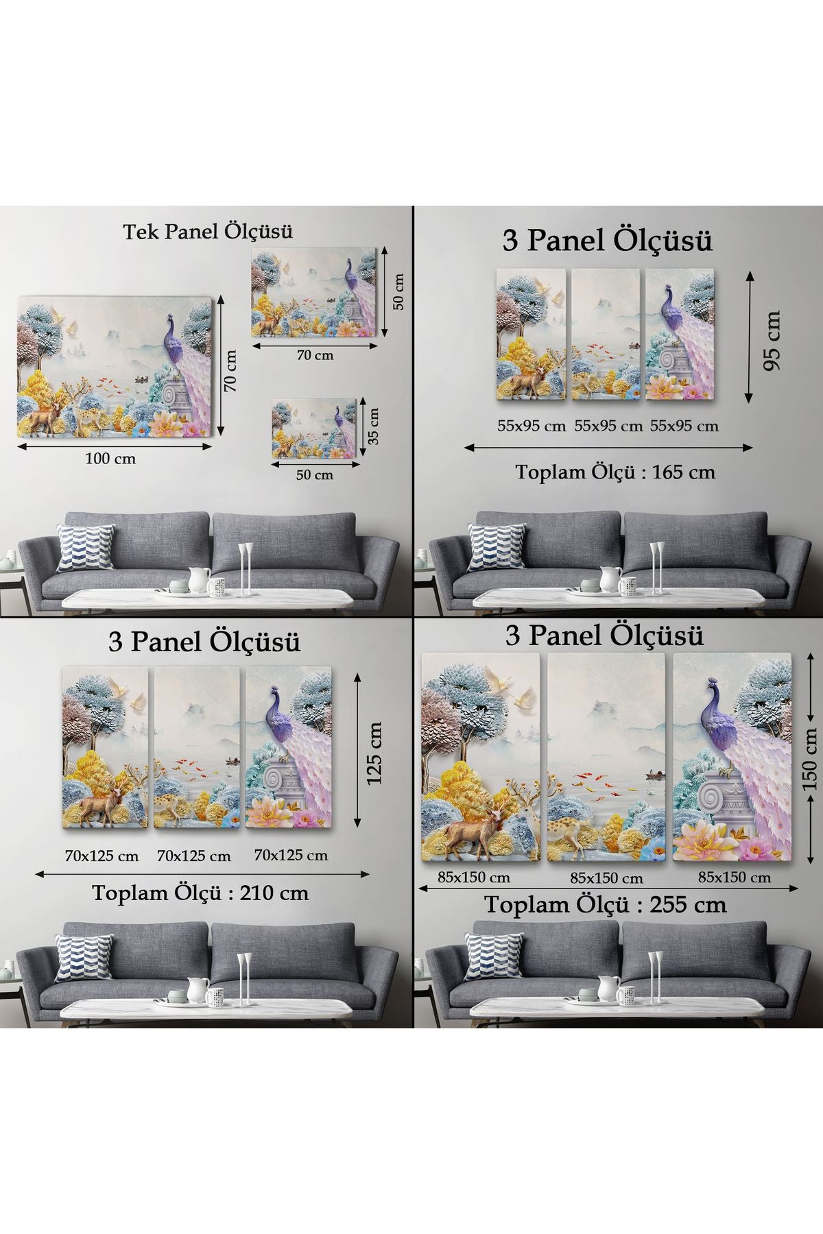 Ormandaki Hayvanlar Dekoratif Kanvas Duvar Tablosu-3714