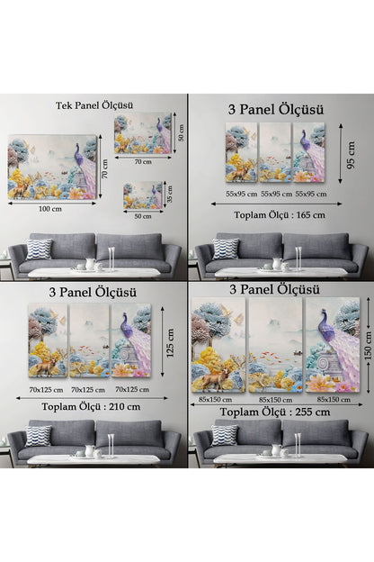 Ormandaki Hayvanlar Dekoratif Kanvas Duvar Tablosu-3714