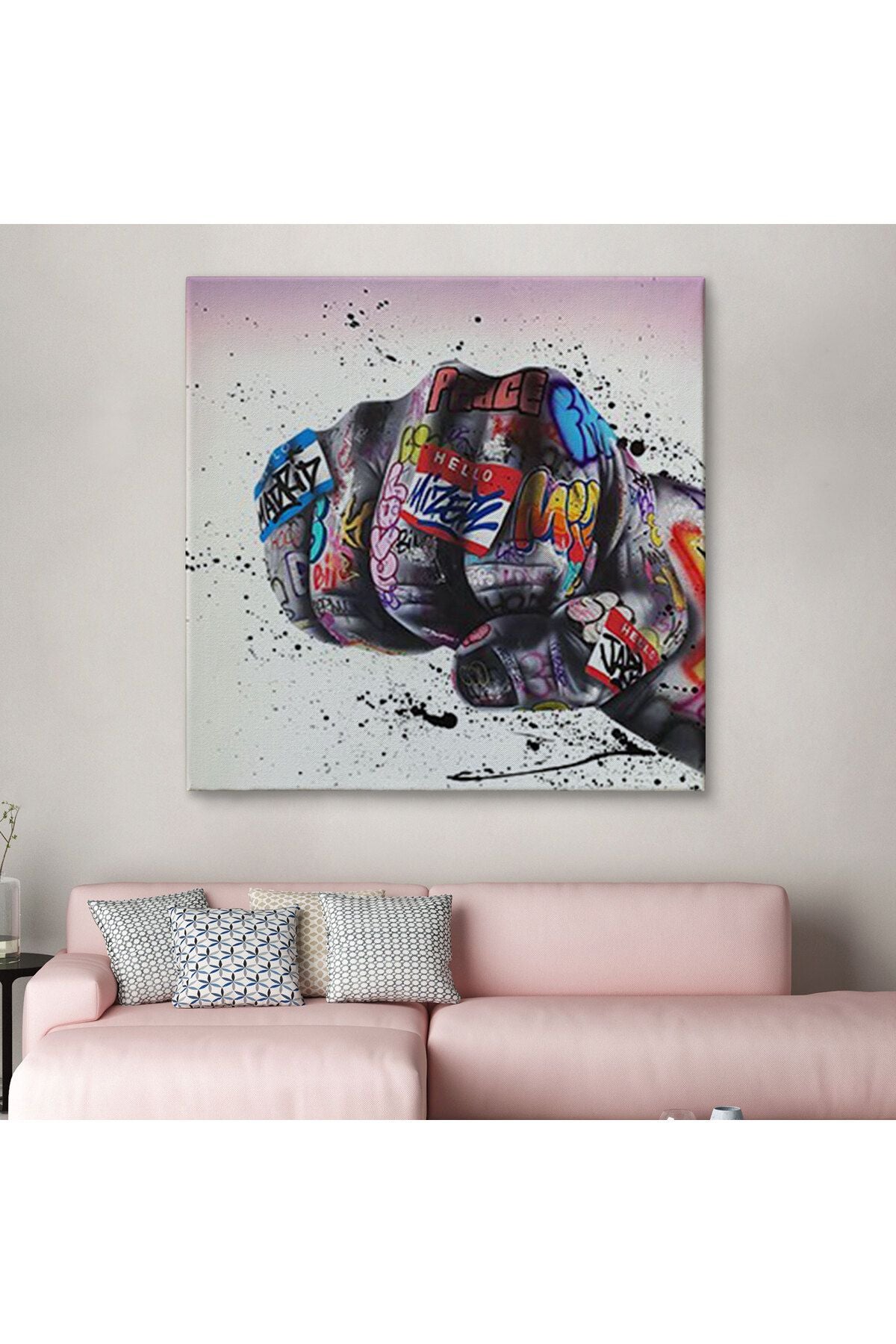 Sokak Graffiti Duvar Sanatı Kanvas Tablo, Banksy Renkli Graffiti Pop Art-5337