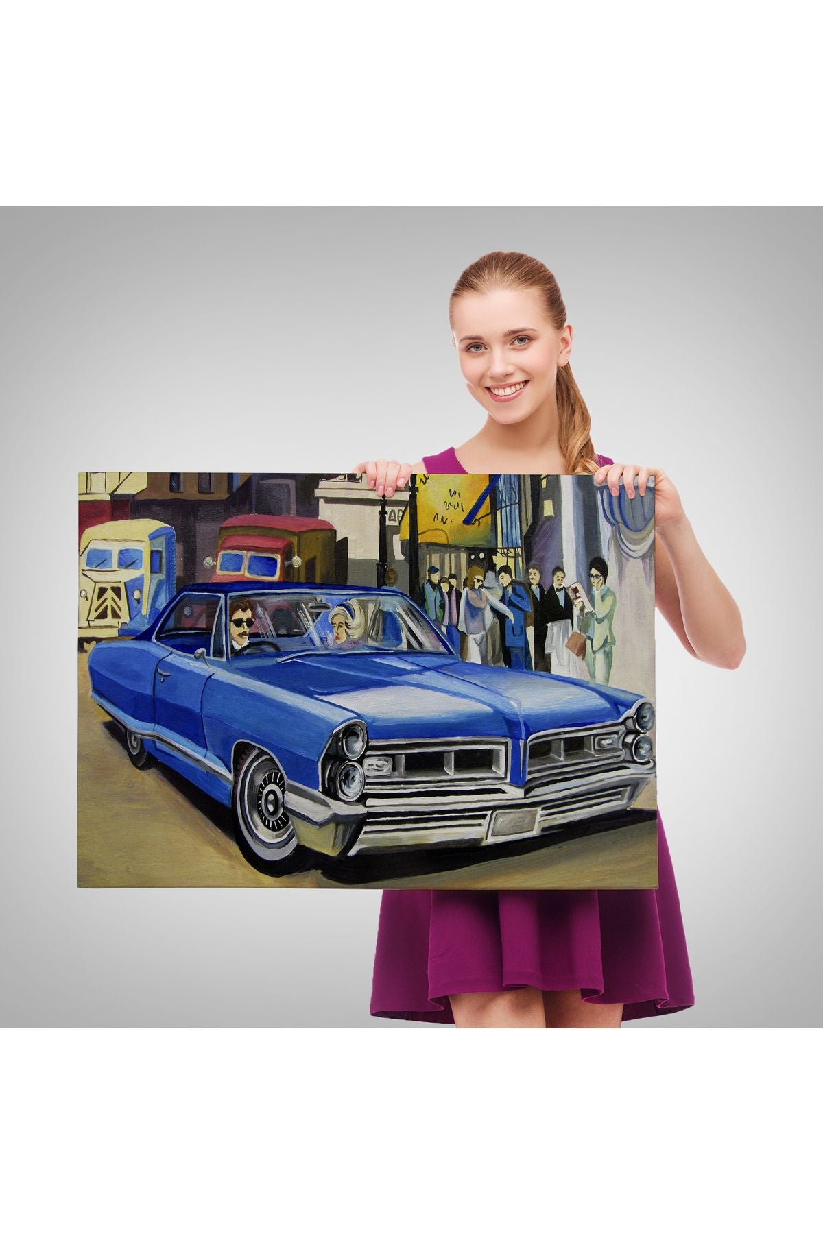 Fırça Darbeleri ile Soyut Yağlıboya Görünüm Dekoratif Kanvas Duvar Tablosu-3761