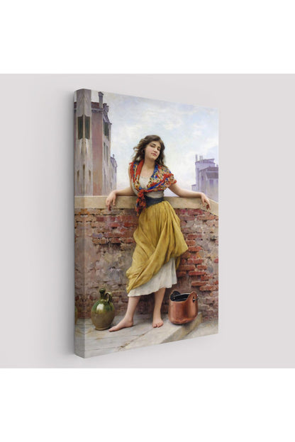 The Watercarrier Eugene de Blaas Su Taşıyan Kız Tablosu-6435