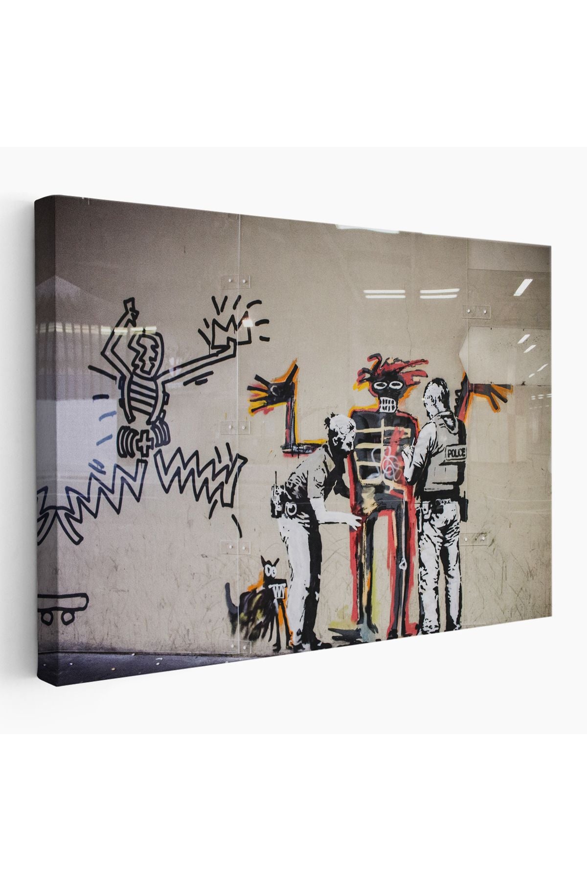 Bansky Grafitiyi Arayan Polisler Kanvas Tablo-5018