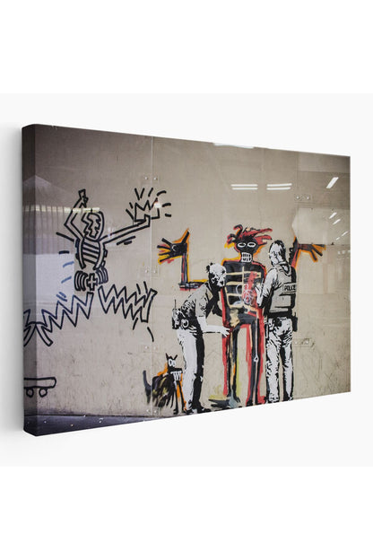 Bansky Grafitiyi Arayan Polisler Kanvas Tablo-5018