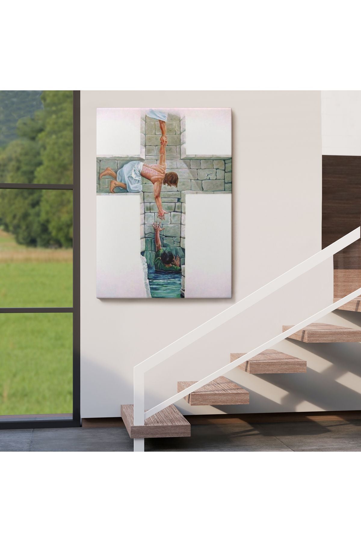 Kurtarıcı İsa ile Cennet Kanvas Tablo, Bizde Daha Büyük Bir Aşk Yoktur Kanvas Tablo-5224