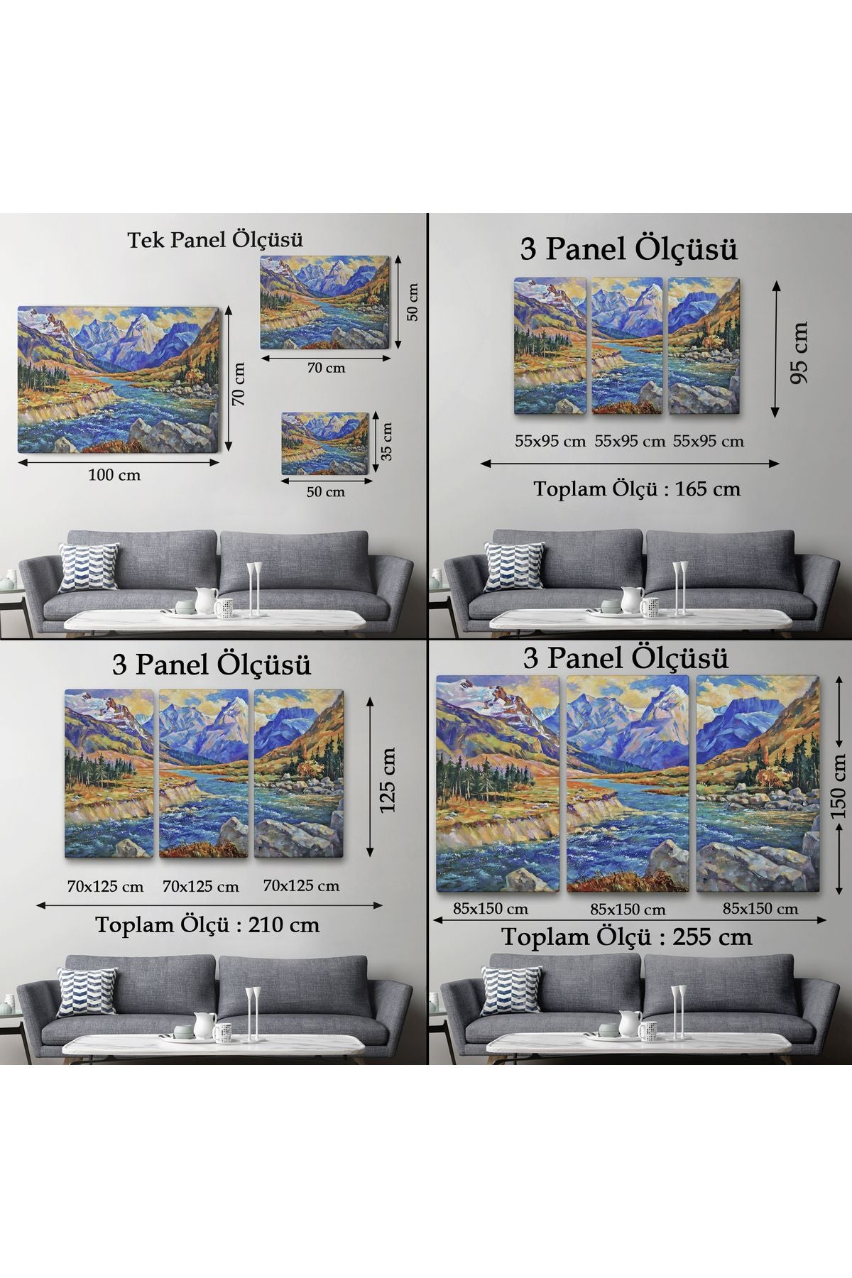 Kafkas Dağları Manzaralı Yağlıboya Görünüm Dekoratif Tablo-3611