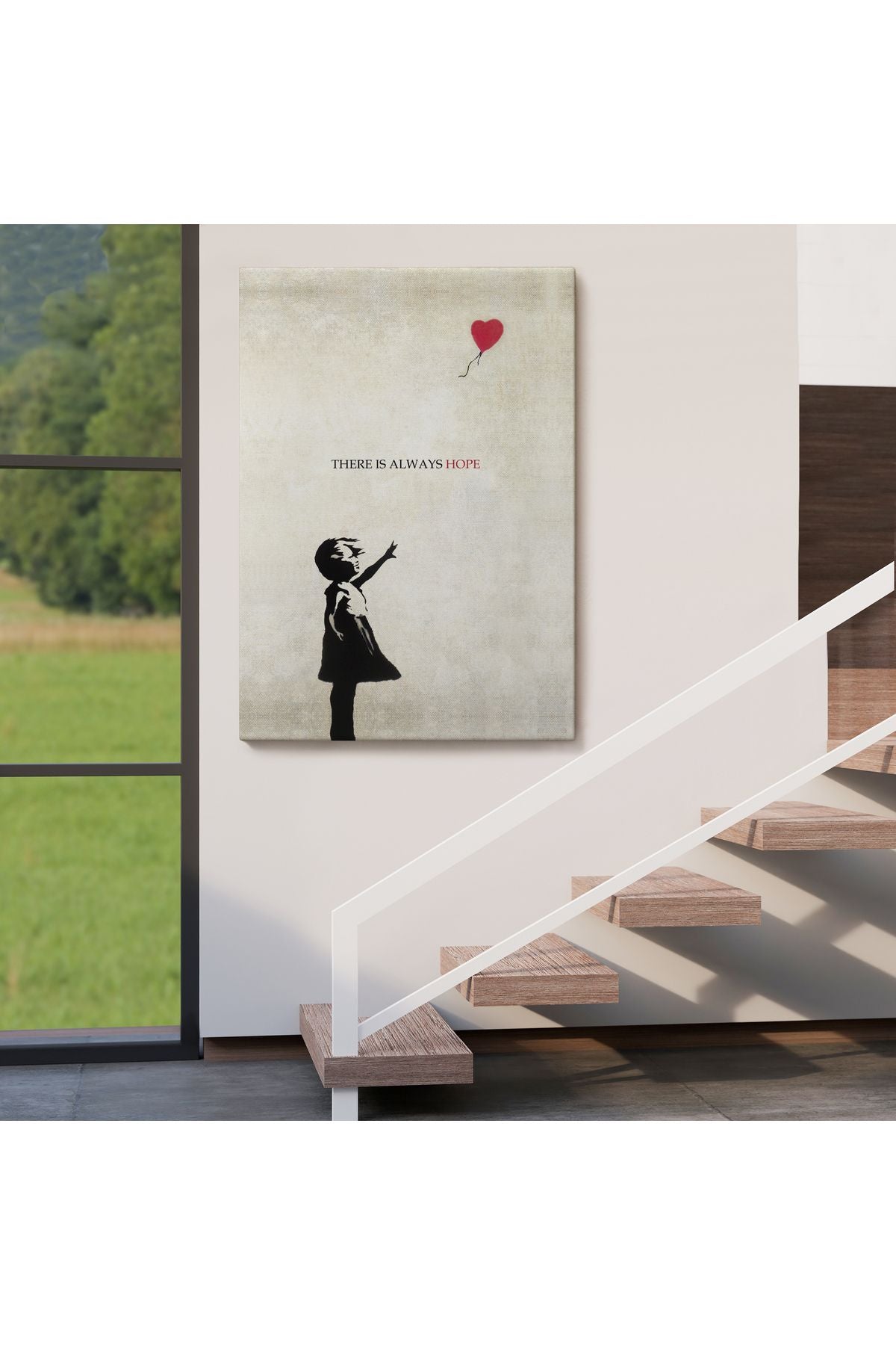 Banksy Kırmızı Balonlu Kız Dekoratif Modern Kanvas Tablo-4962