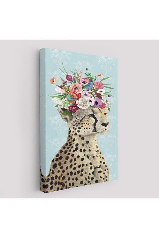 Çiçek Taçlı Kraliçe Çita Kanvas Tablo-6090