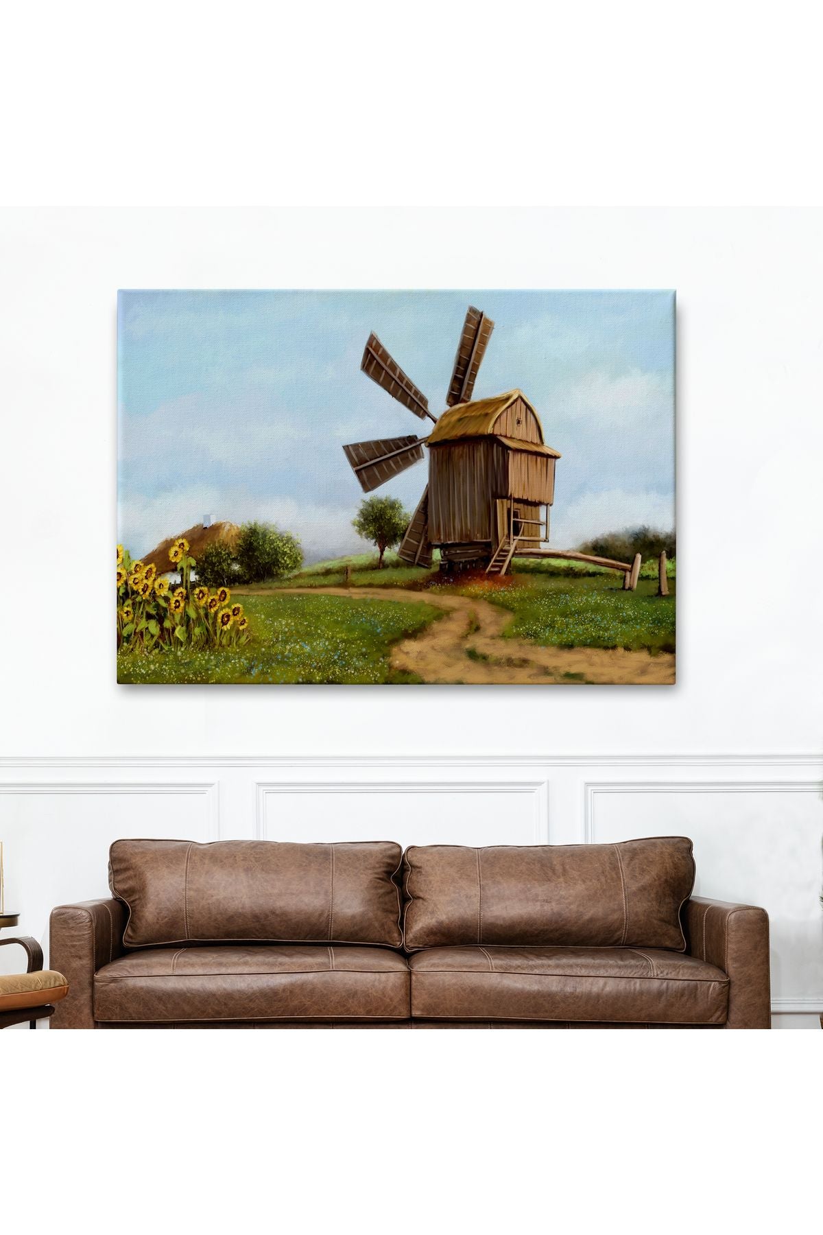 DB Eski Yel Değirmeni Yağlıboya Görünüm Dekoratif Kanvas Duvar Tablosu-3746