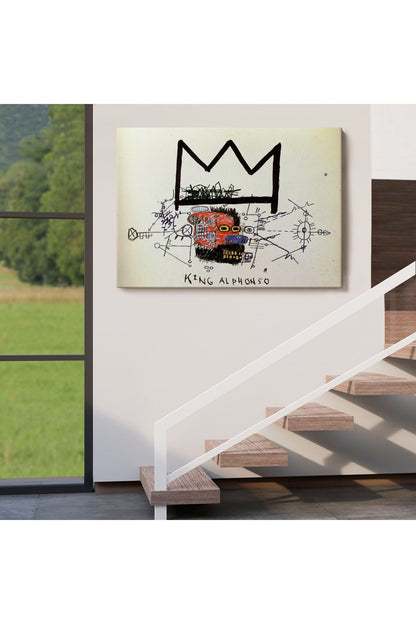 Jean Michel Basquiat'in Kral Alphonso İsimli Eseri Kanvas Tablo-5015