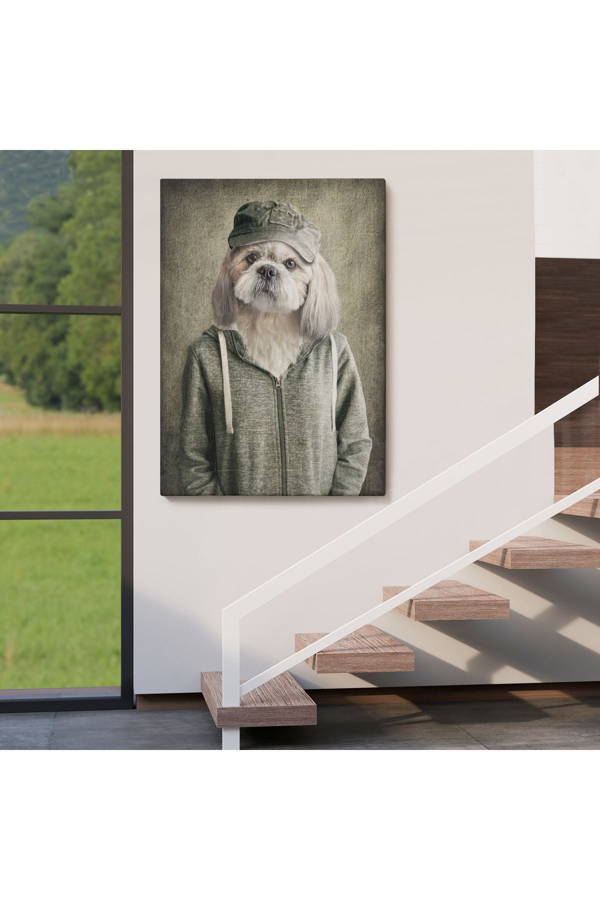 Köpek Kafalı İnsan Kanvas Tablo-4994