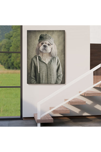 Köpek Kafalı İnsan Kanvas Tablo-4994