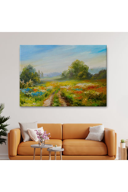 Çiçek Tarlası Yağlıboya Görünümlü Duvar Tablosu-1203
