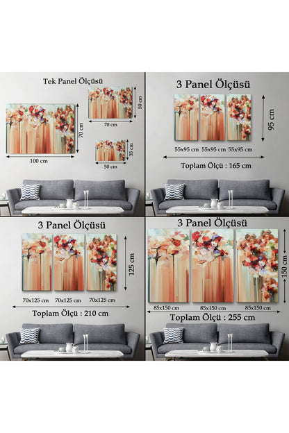 YB HG Soyut Çiçekler Yağlıboya Görünüm Dekoratif Kanvas Duvar Tablosu-3540