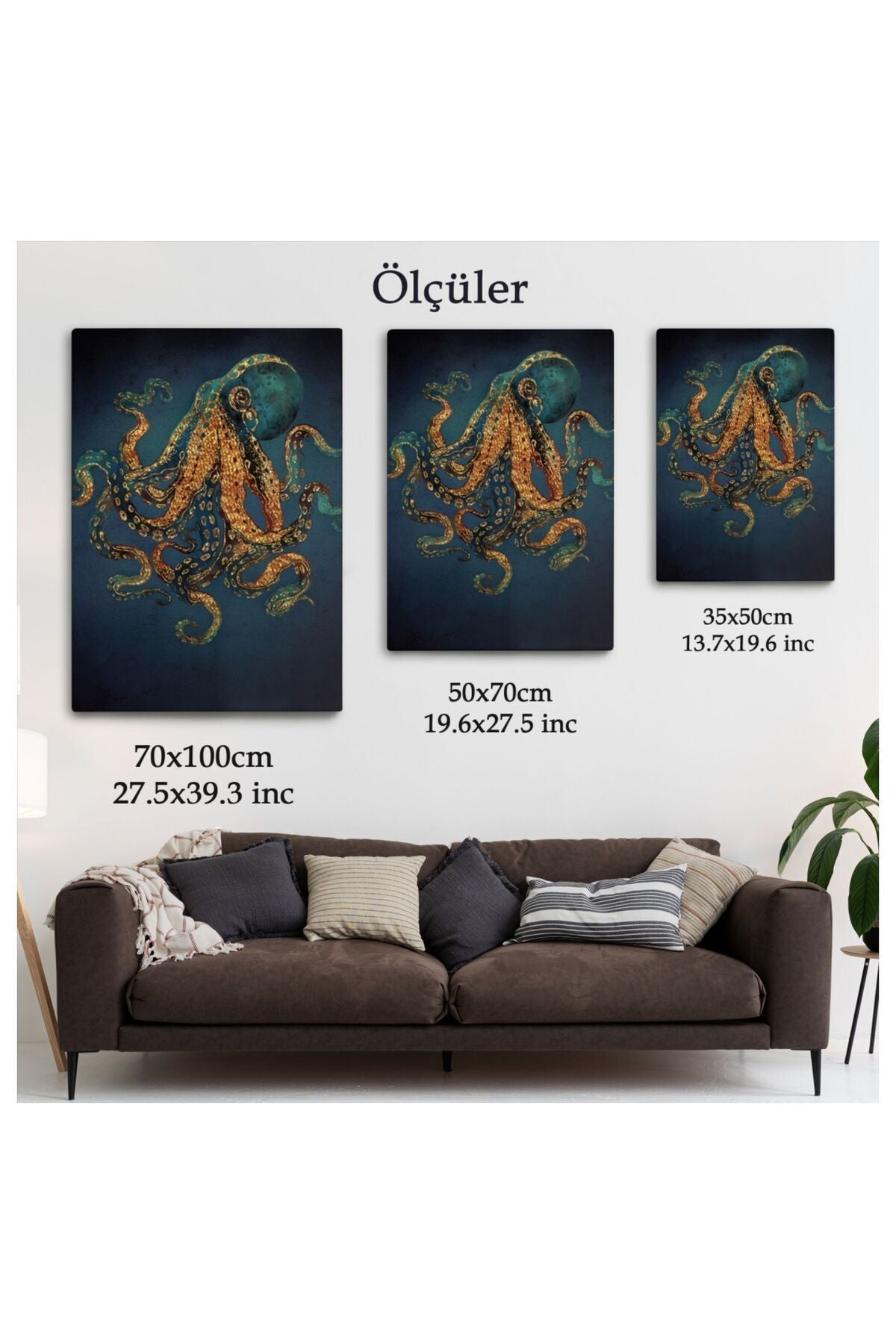 Kanvas, Duvar Tablosu, Dekoratif, Ahtapot Hayvan Posteri 5207 EGKNV