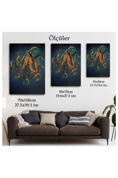 Kanvas, Duvar Tablosu, Dekoratif, Ahtapot Hayvan Posteri 5207 EGKNV