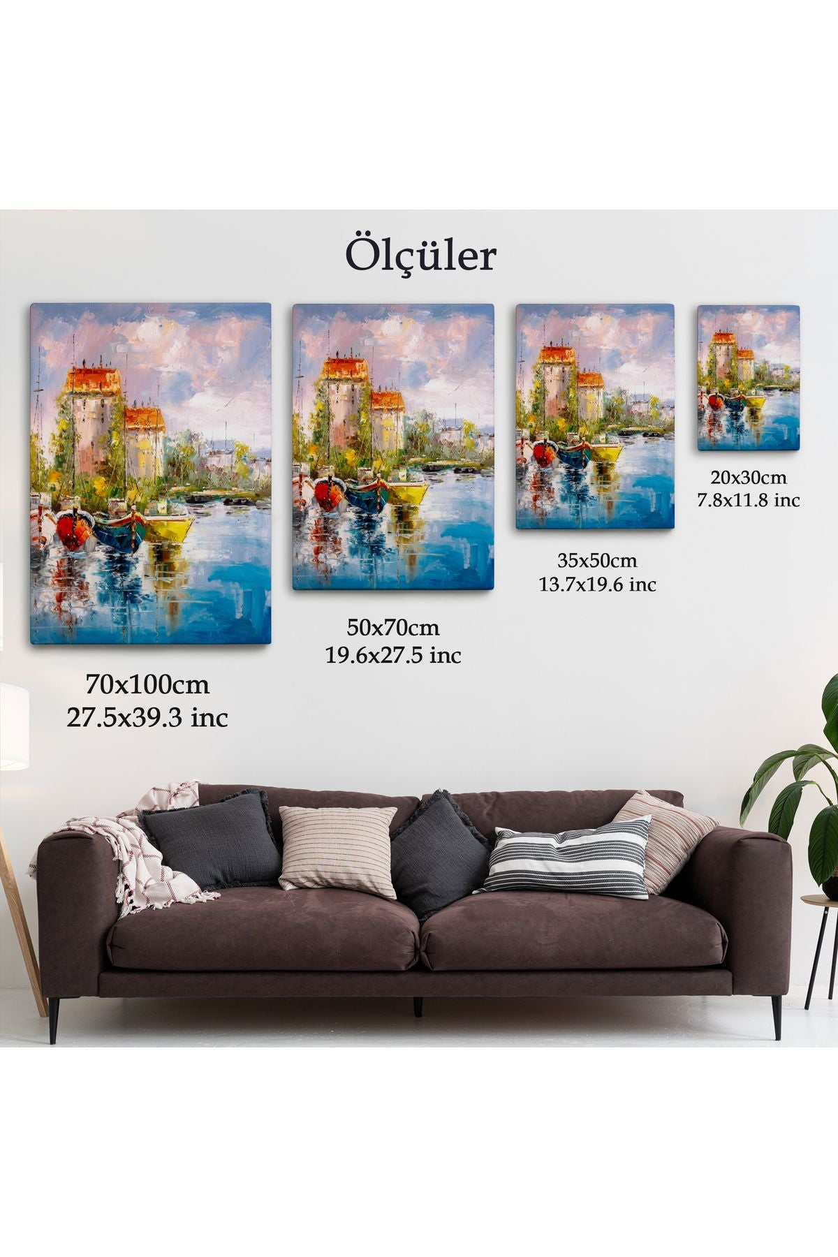 Renkli Şemsiyeler Yağlıboya Görünüm Dekoratif Kanvas Duvar Tablosu -5932