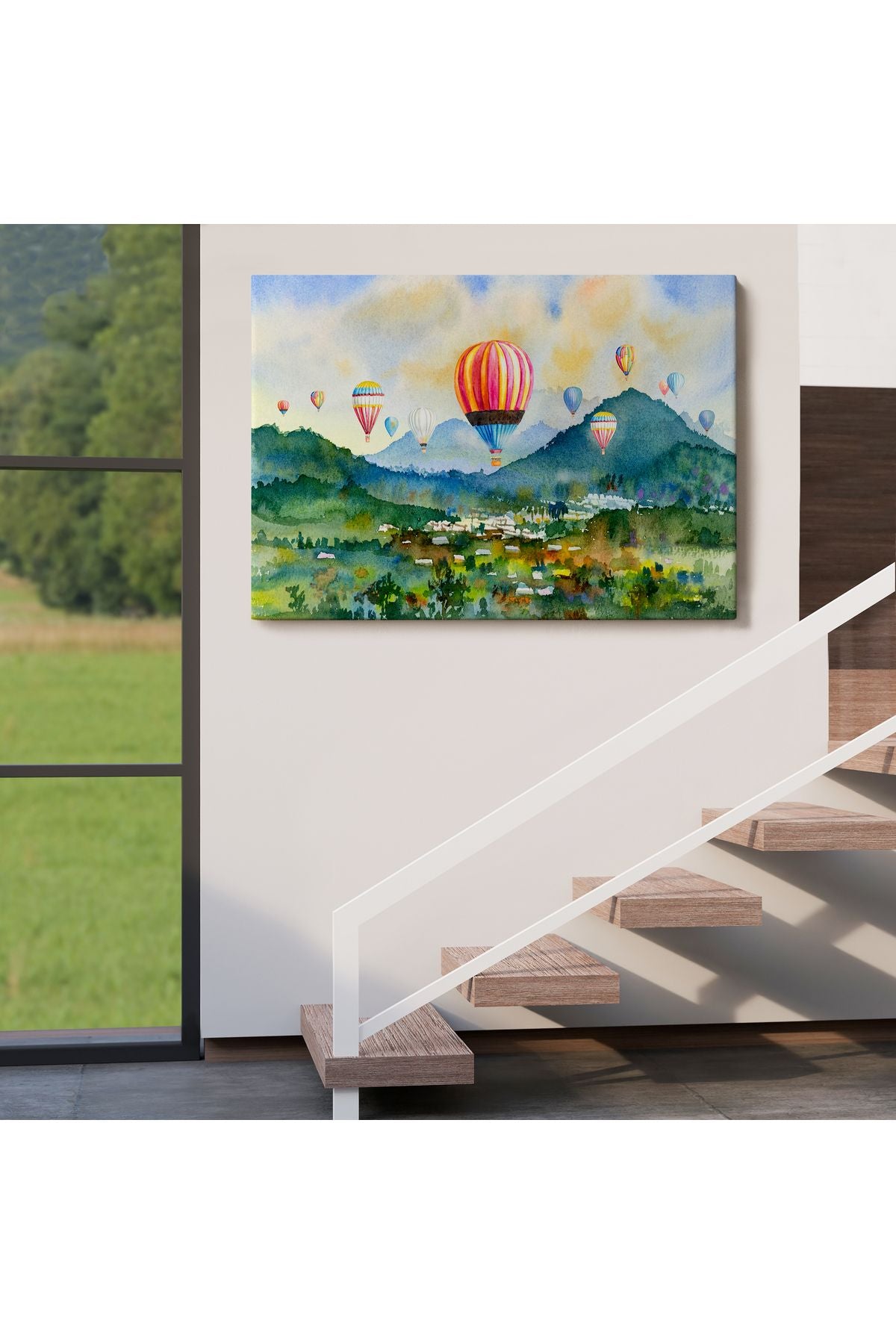 Kapadokya Hava Balonları Yağlıboya Görünüm Dekoratif Kanvas Duvar Tablosu-3747