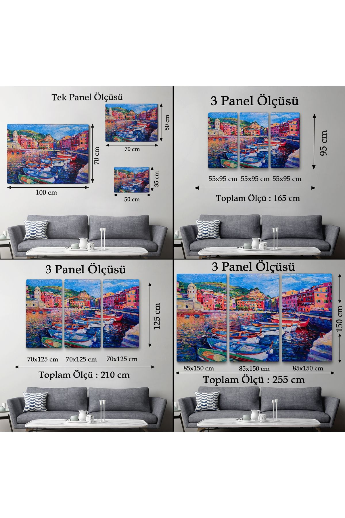 HG Şehir Limanı Yağlıboya Görünüm Dekoratif Kanvas Duvar Tablosu-3629