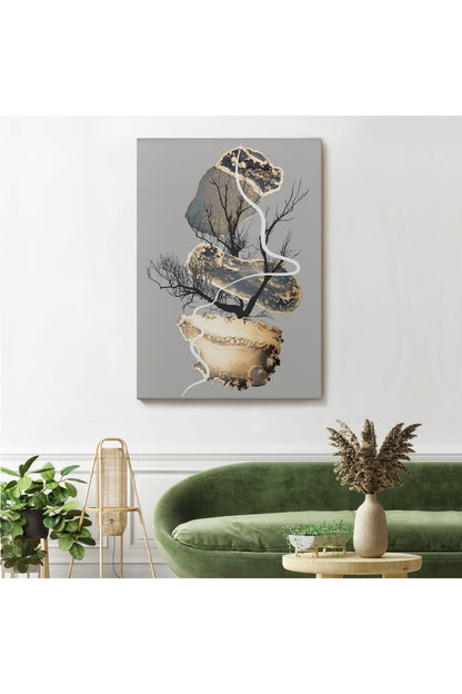 Geometrik Formda Soyut Desenler Dekoratif Kanvas Tablo-5181