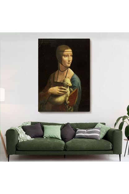 Ermine Leonardo Da Vinci'nın Kakımlı Kadın Eseri Kanvas Tablo / The Lady with Bangs-5113