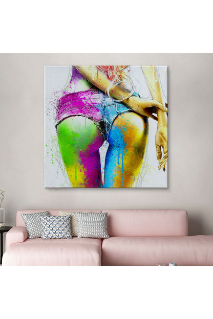 Renkli Kadın Poposu Kanvas Tablo-5894