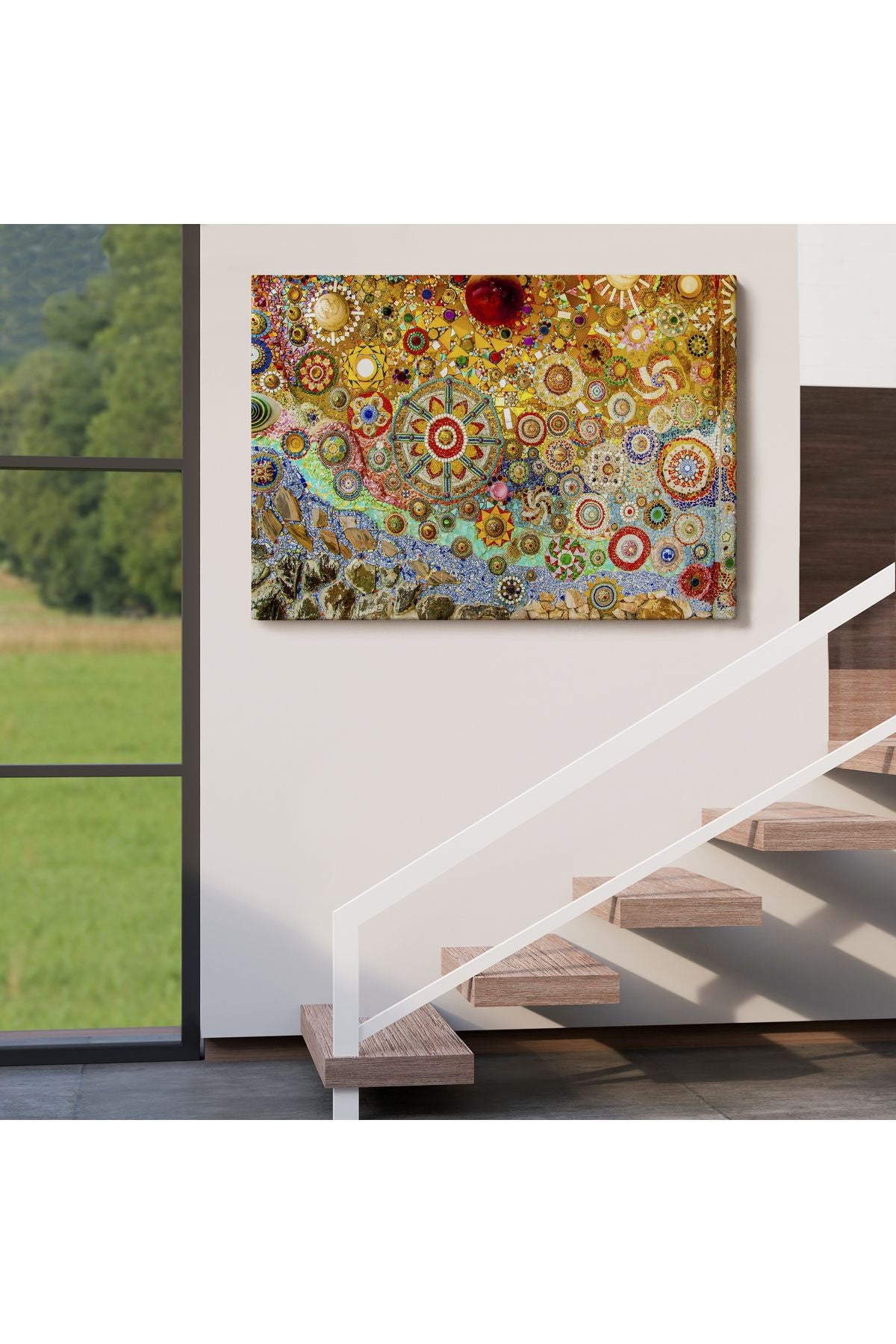 Sanatsal Mozaik Cam Dekoratif Kanvas Duvar Tablosu-3463