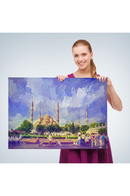 Sultan Ahmet Camii Yağlıboya Görünüm Dekoratif Kanvas Duvar Tablosu-3671
