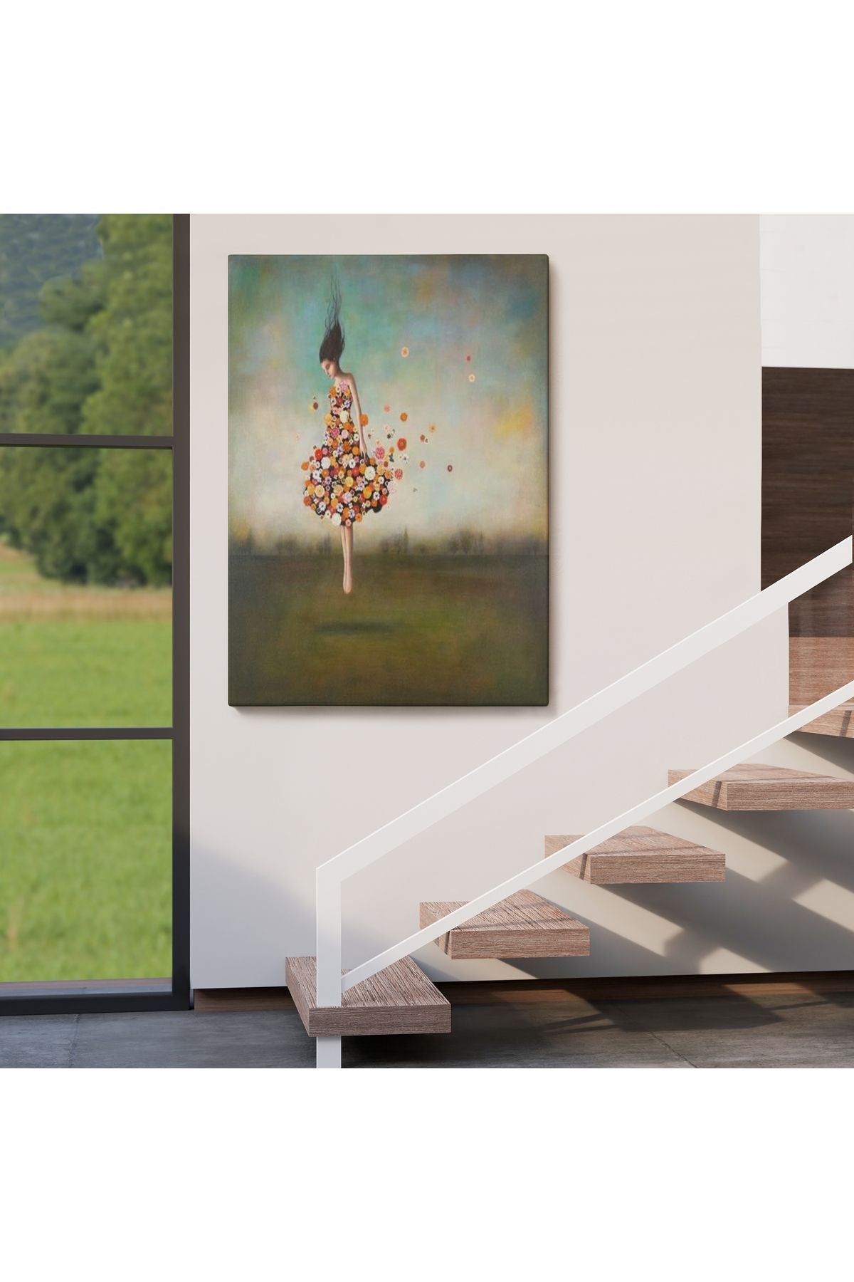YB Yerden Yükselen Çiçek Kıyafetli Kadın Tablosu-6281