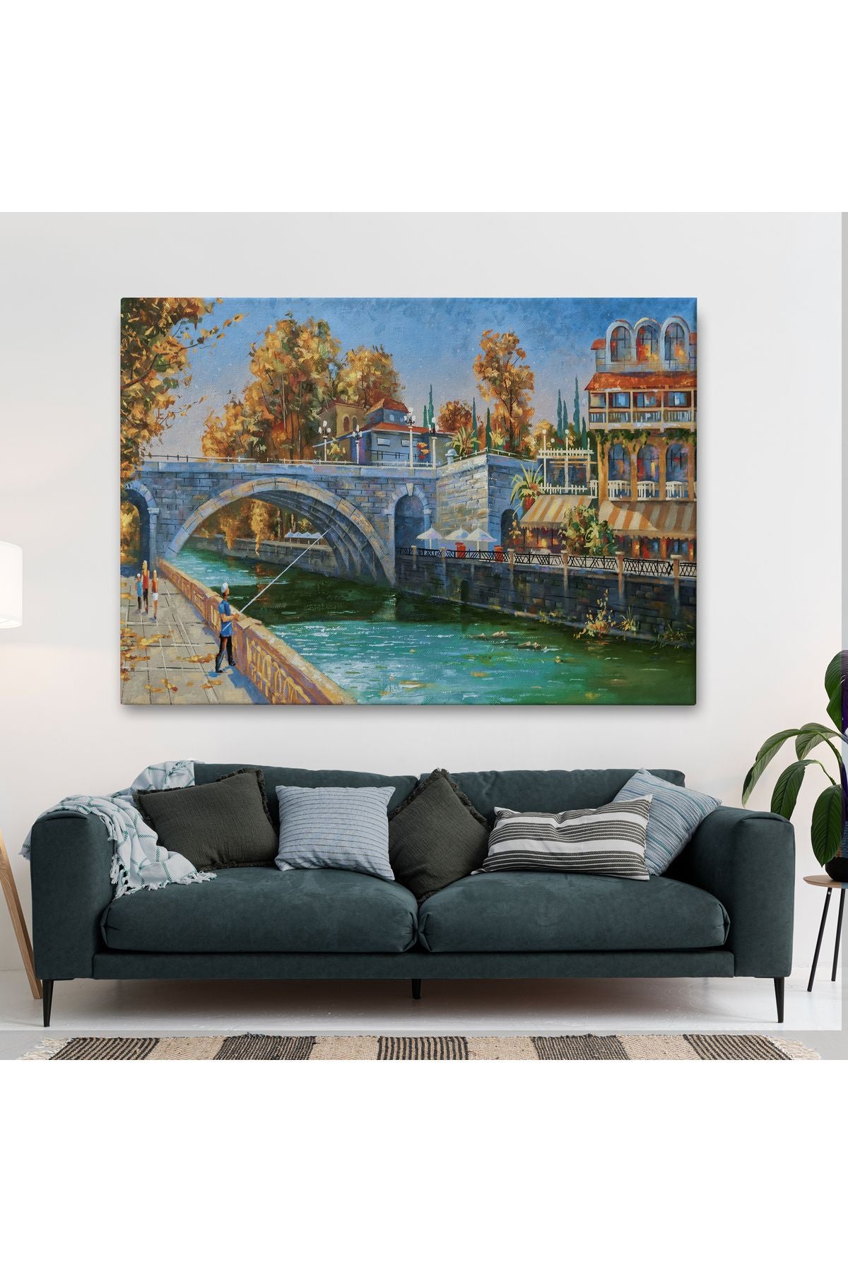 Soçhi Nehri Rusya Yağlıboya Görünüm Dekoratif Kanvas Duvar Tablosu-3605