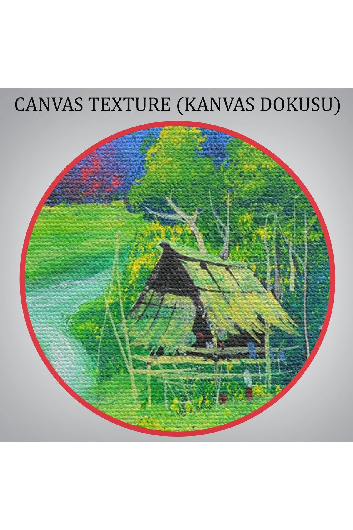 SZ KVS1-Dekoratif Duvar Tablosu-Taşra Köy Manzarası Tayland Kanvas Tablo 3478