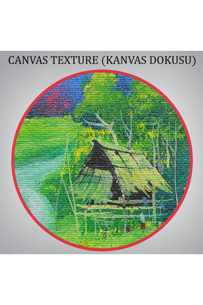 SZ KVS1-Dekoratif Duvar Tablosu-Taşra Köy Manzarası Tayland Kanvas Tablo 3478
