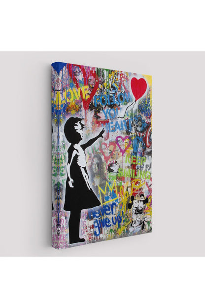 Renkli Balon Kız Sanatı, Banksy Kanvas Tablo-5317