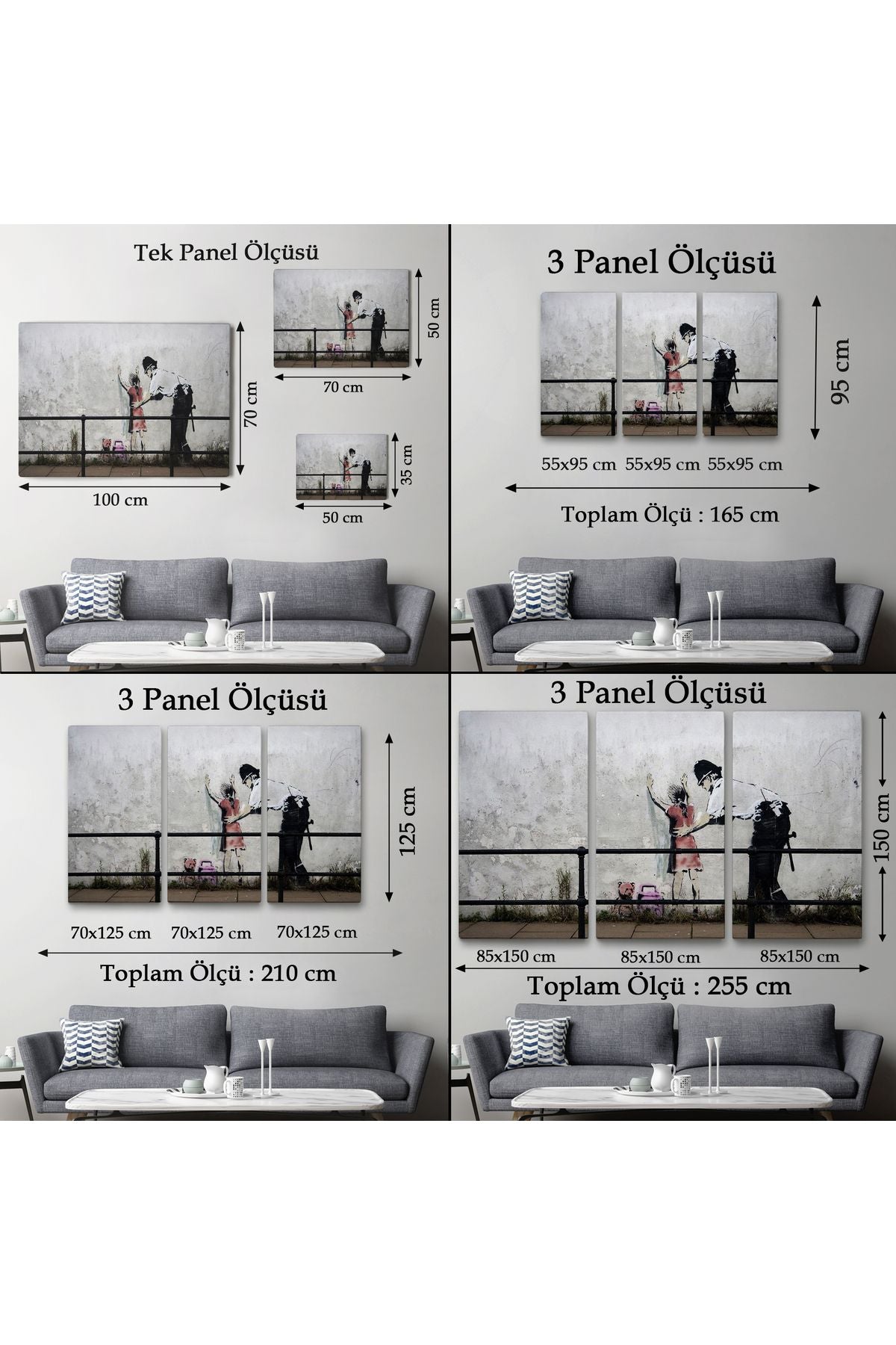 Bansky'nin Küçük Kız Çocuğunu Arayan Polis İsimli Çalışması Kanvas Tablo-5010