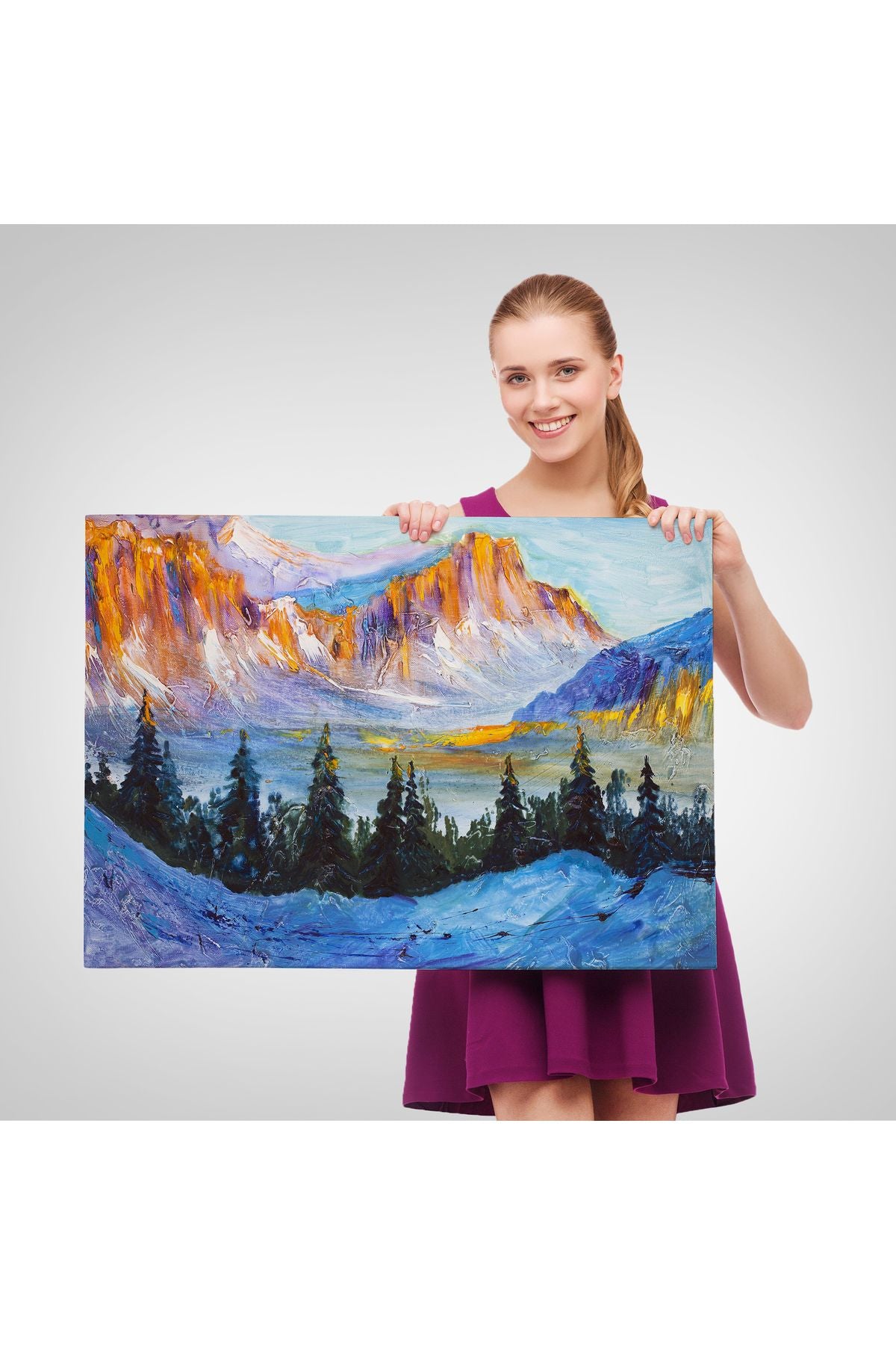 trndry seri001 Rusya Karlı Dağları Manzarası Duvar Tablosu-1235