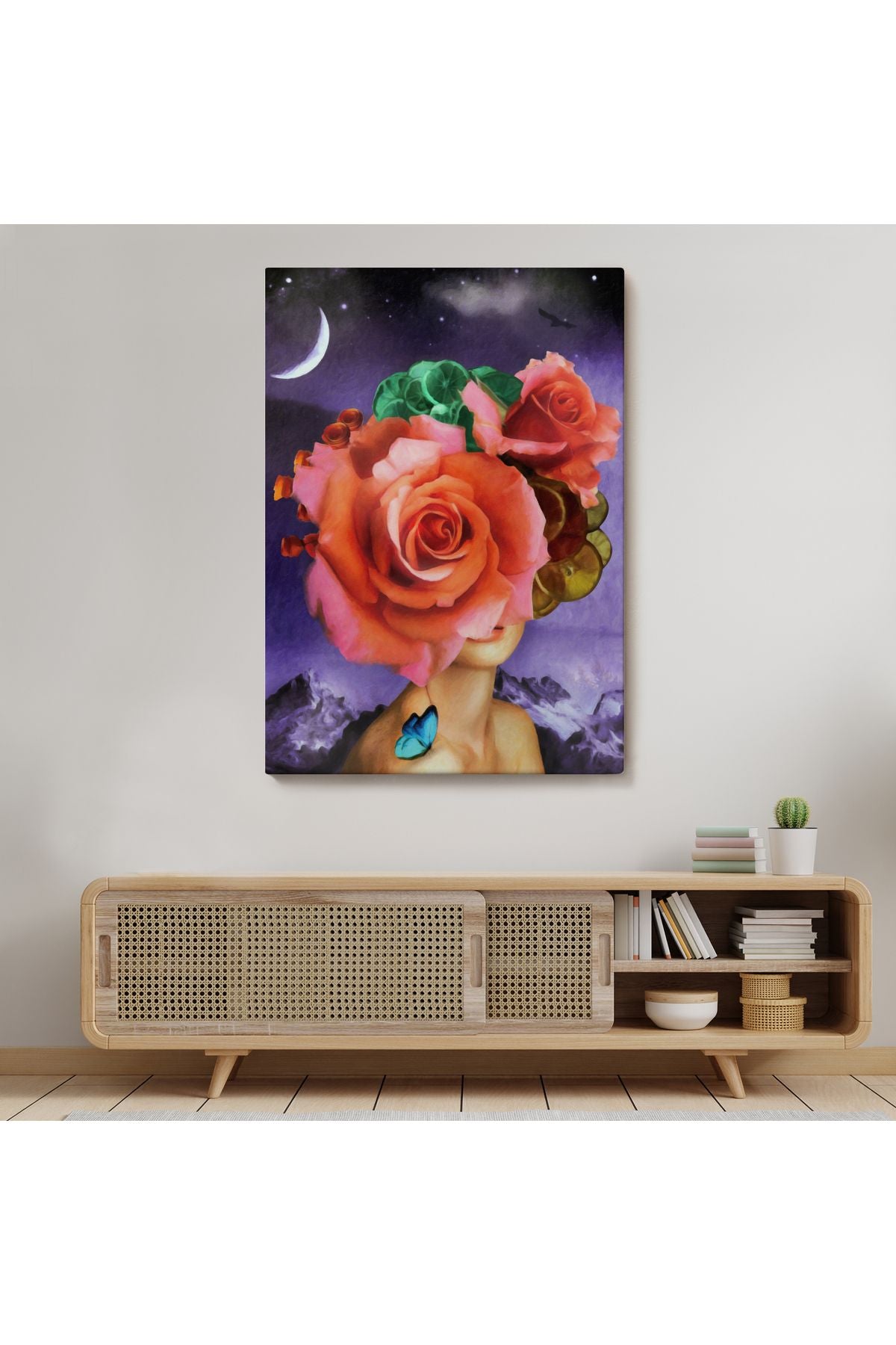 Gül Başlı Kadın Modern Sanat Tablosu-5998