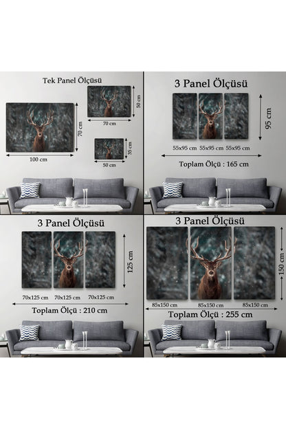 Ren Geyiği ve Kar Kanvas Tablo, Ren Geyiği Kış Ormanı Tablo-5370