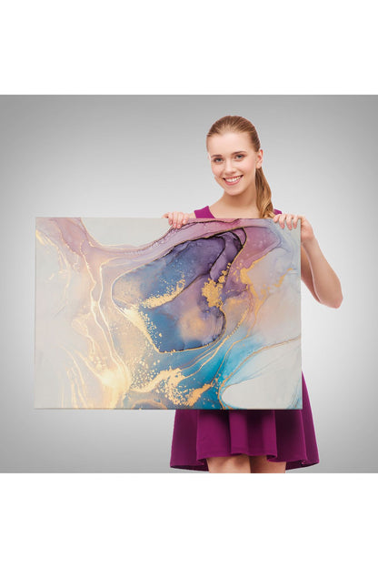 Mürekkep ve Alkol Elementleri ile Mermer Deseni Verilmiş Kanvas Tablo-5039