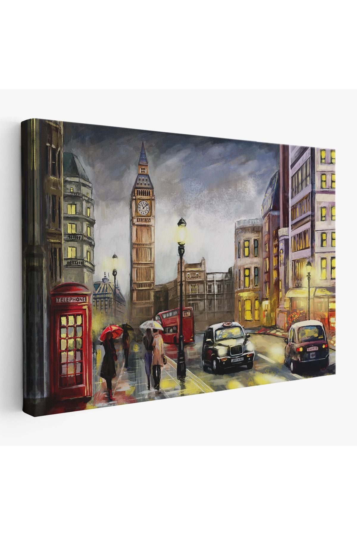 Ingiltere Londra Da Gece Yağlıboya Görünüm Dekoratif Tablo-3542