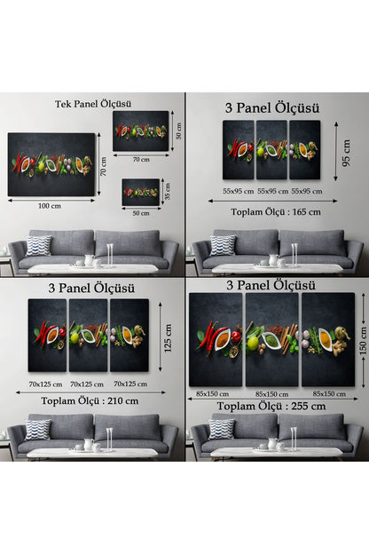 Mutfak Masasın da Baharatlar Dekoratif Kanvas Duvar Tablosu-3538