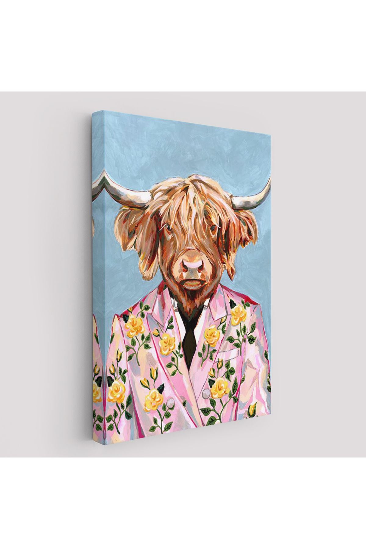 HG Pembe Ceketli Boğa Duvar Tablosu-6350