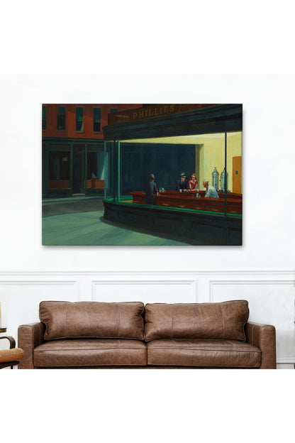 Edward Hopper'un Gecekuşları Eseri Kanvas Tablo-5158