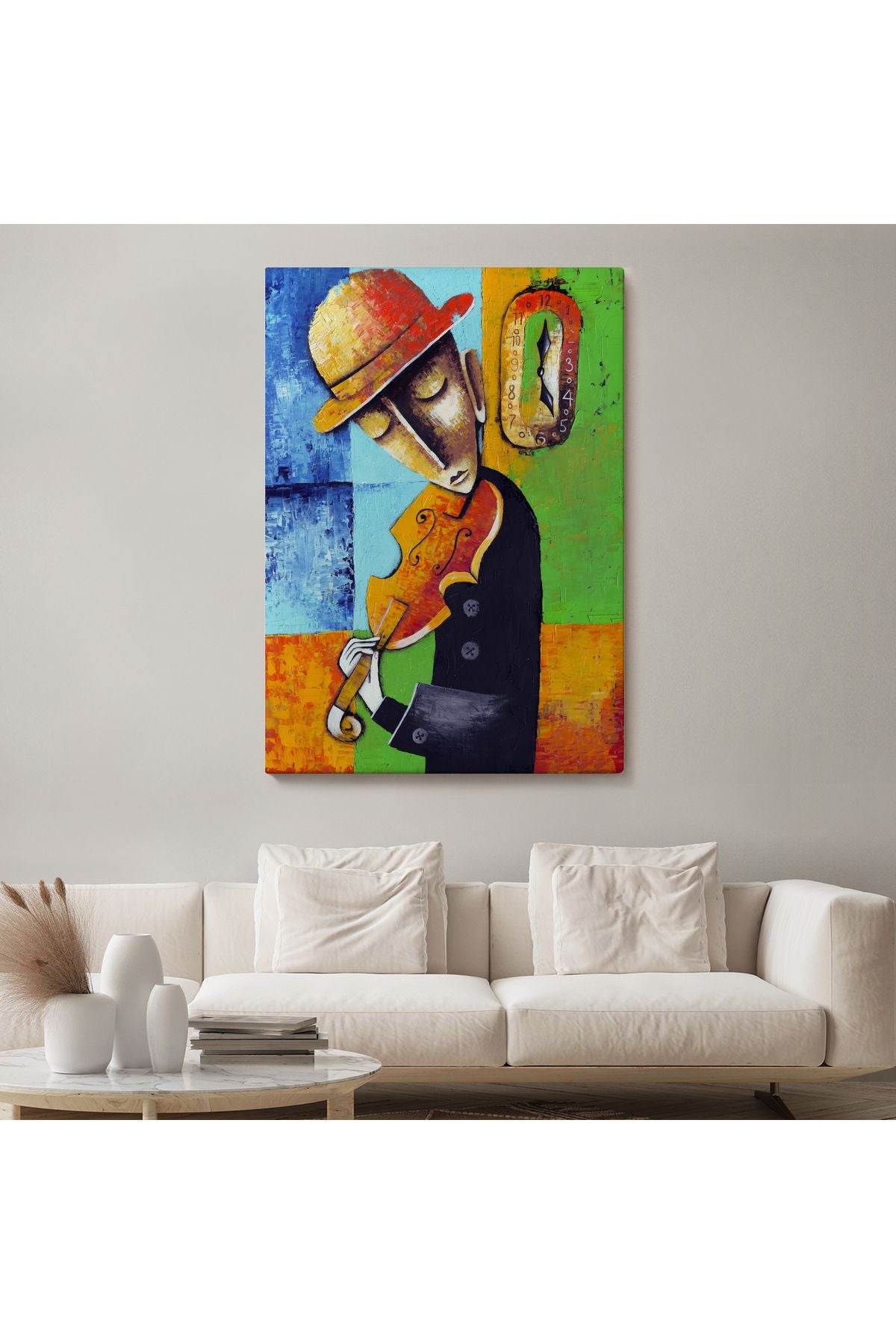 Keman Çalan Müzisyen Sürreal Adam Duvar Tablo-6447