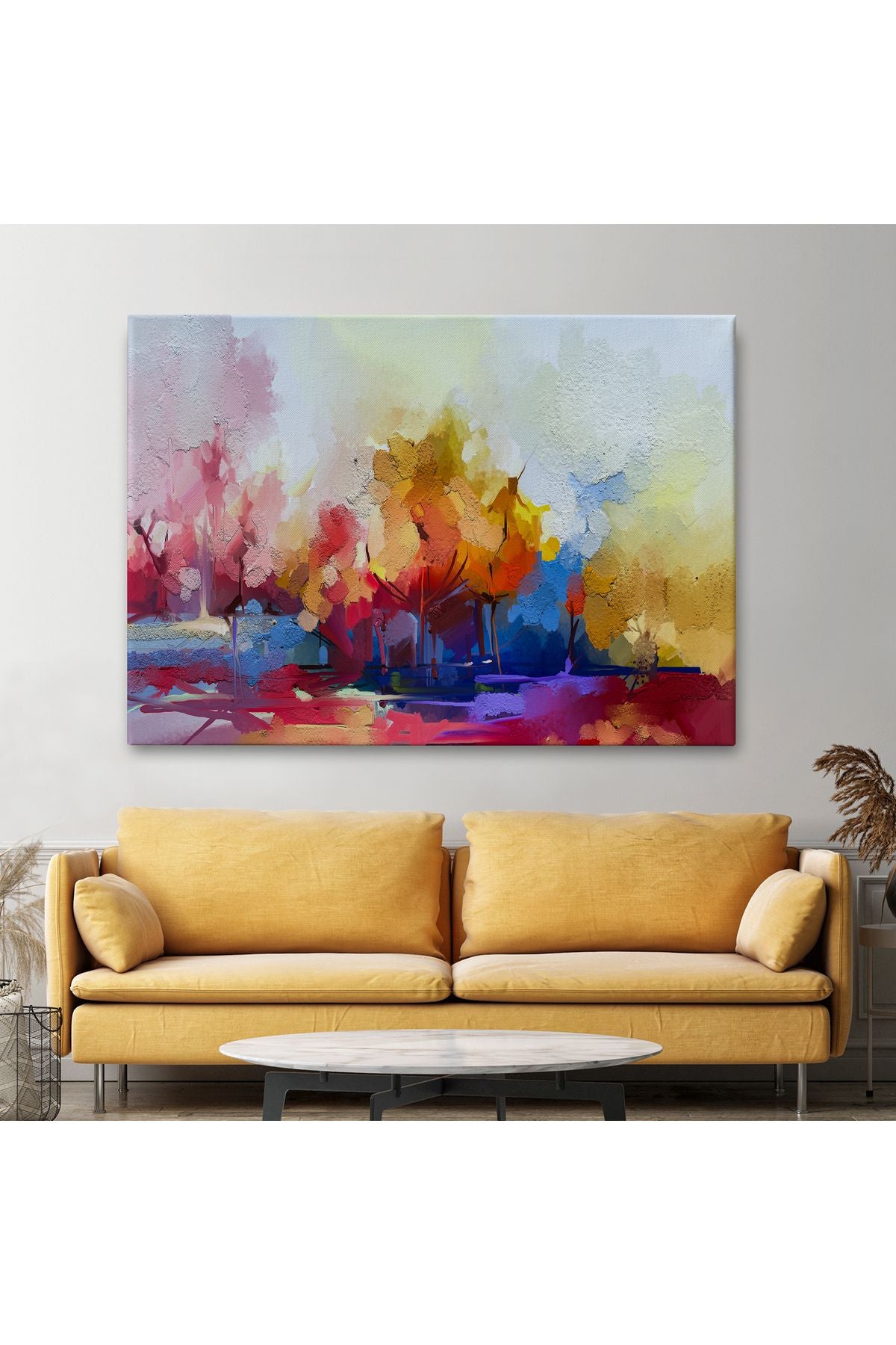 Fırça Darbeli Soyut Modern Sanat Yağlıboya Görünüm Kanvas Tablo-3652