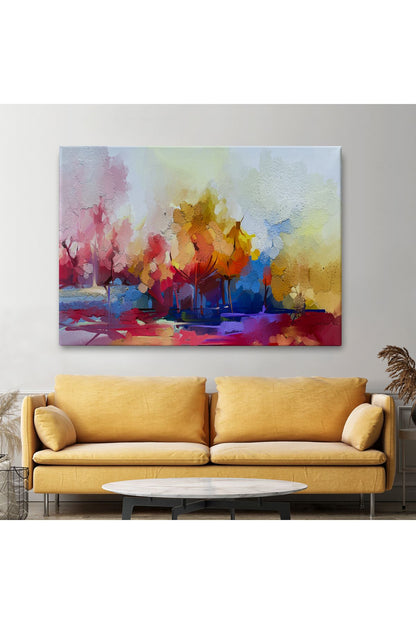 Fırça Darbeli Soyut Modern Sanat Yağlıboya Görünüm Kanvas Tablo-3652