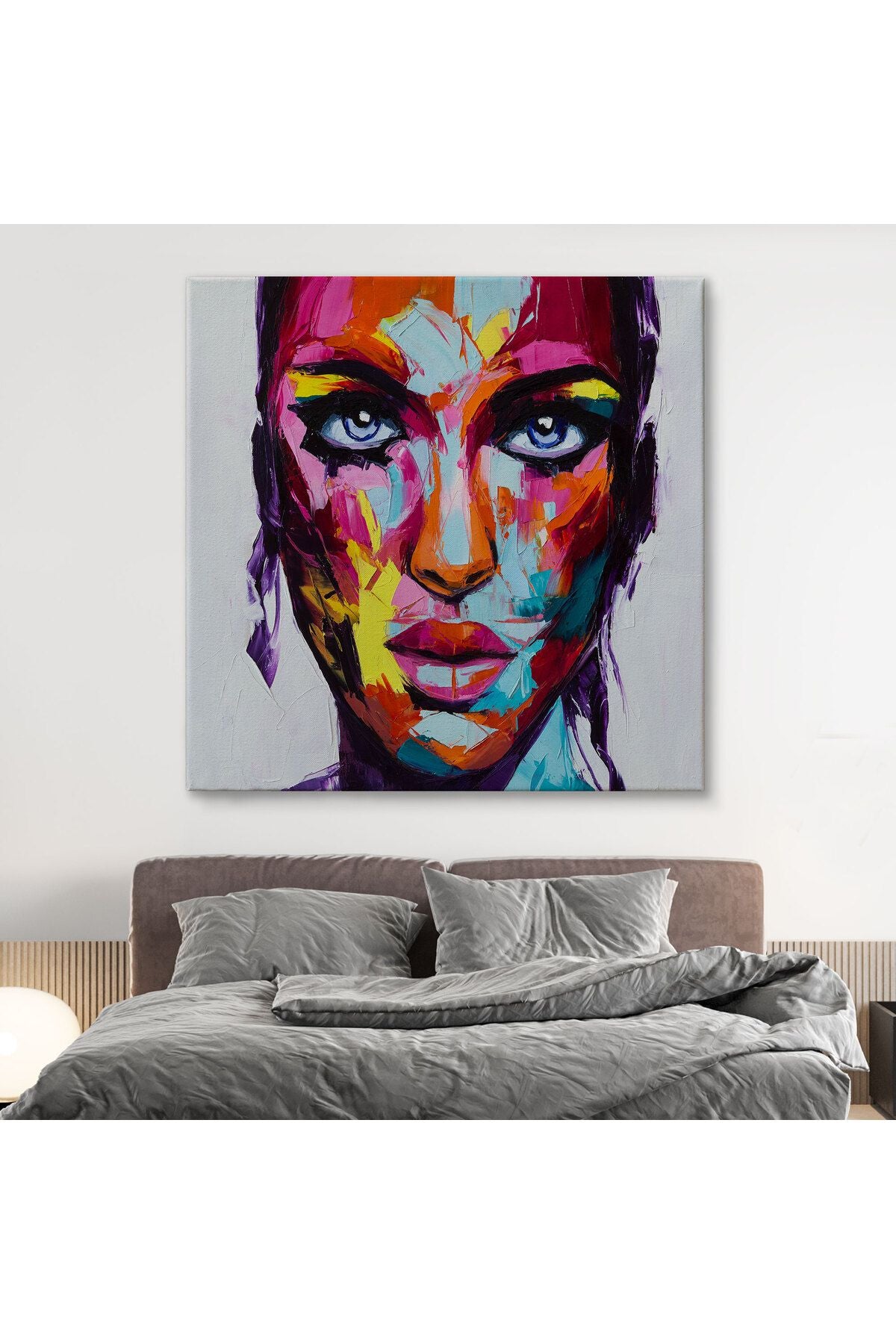 Soyut Renkli Kadın Yağlıboya Görünüm Dekoratif Kanvas Duvar Tablosu-5836